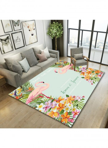 1-Piece Nordic Style Flower Flamingo Print Simple Mat Multicolour 140 x 200cm