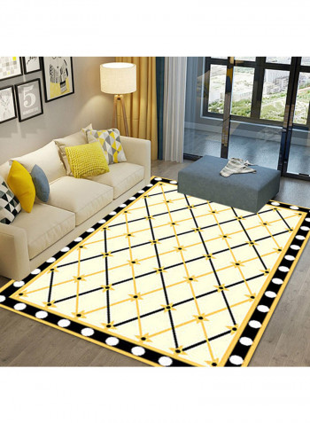 Geometric Pattern Printed Rug Yellow/White/Black 140x200cm