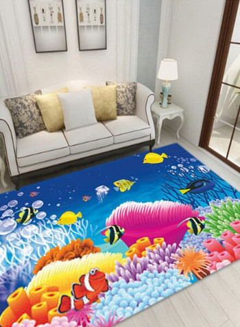 1 Piece Rug Anti-Skidding Fish Print Soft Living Room Bedroom Floor Mat multicolour 140*200(W*L)cmcm