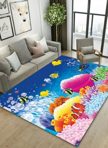 1 Piece Rug Anti-Skidding Fish Print Soft Living Room Bedroom Floor Mat multicolour 140*200(W*L)cmcm