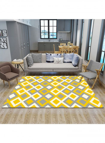Geometric Pattern Removable Modern Style Carpet Yellow 140 x 200cm