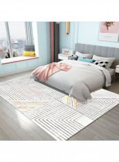 Living Room Rug White/Black/Orange 140x200cm