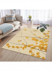 Butterfly Pattern Anti-Slip Softness Carpet Beige/Yellow 140 x 200cm