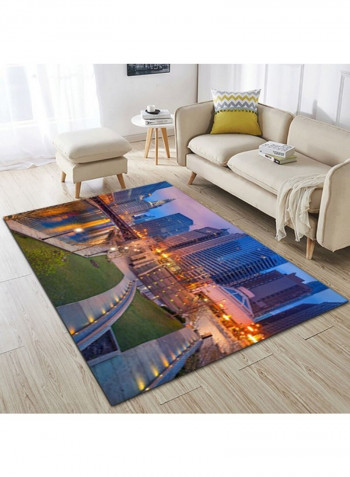 Anti-Skidding Building Print Soft Living Room Floor Mat Multicolour 140x200cm