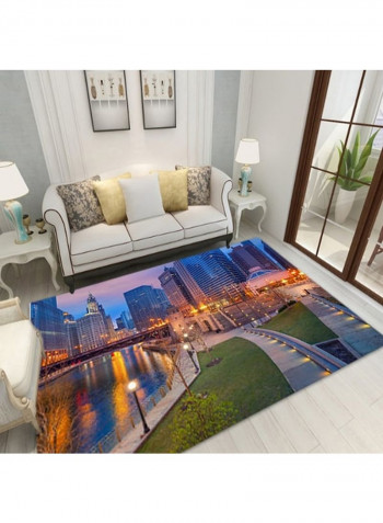 Anti-Skidding Building Print Soft Living Room Floor Mat Multicolour 140x200cm