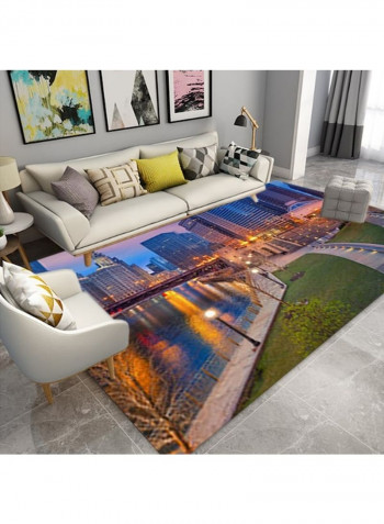 Anti-Skidding Building Print Soft Living Room Floor Mat Multicolour 140x200cm