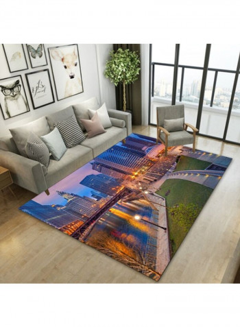Anti-Skidding Building Print Soft Living Room Floor Mat Multicolour 140x200cm