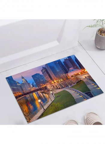 Anti-Skidding Building Print Soft Living Room Floor Mat Multicolour 140x200cm