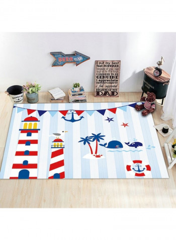 Strip Pattern Cartoon Soft Rug Blue 140 x 200cm