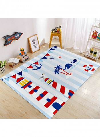 Strip Pattern Cartoon Soft Rug Blue 140 x 200cm