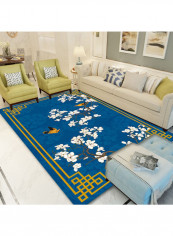 Floral Pattern Anti-Slip Carpet Blue 140 x 200cm