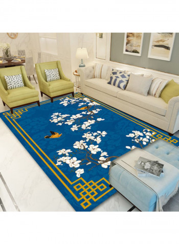 Floral Pattern Anti-Slip Carpet Blue 140 x 200cm