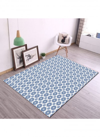 Floral Pattern Floor Rug Blue/White 140x200cm
