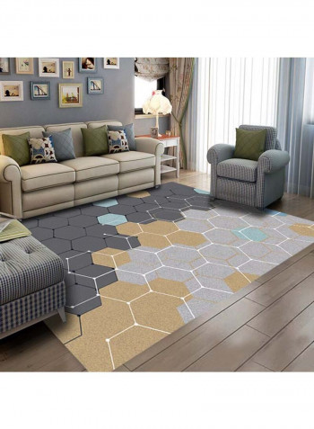 Foldable Geometric Pattern Printed Rug Grey/Brown/Black 140x200cm