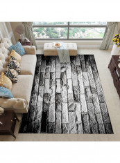 Brick Textured Floor Rug Grey/Black 140x200cm