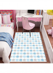 Cute Animal Pattern Bedroom Rug White/Blue/Grey 140x200cm
