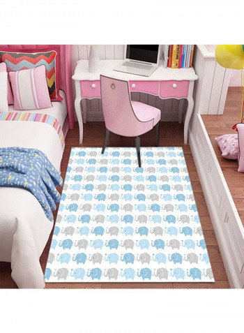 Cute Animal Pattern Bedroom Rug White/Blue/Grey 140x200cm
