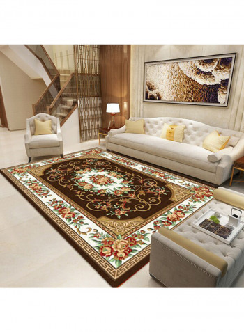 European Style Anti-Skidding Flower Print Floor Mat Multicolour 140 x 200cm