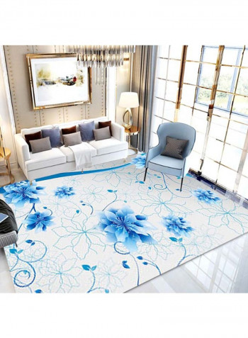Floral Pattern Rug Blue/White 140x200cm