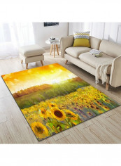 Anti-Skidding Sun Flower Print Soft Living Room Floor Mat Multicolour 140x200cm