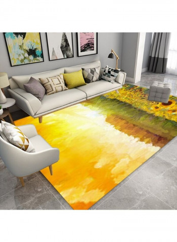 Anti-Skidding Sun Flower Print Soft Living Room Floor Mat Multicolour 140x200cm