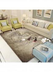 1 Piece Living Room Rug Simple Floral Pattern Vintage Carpet Beige 140 x 200cm