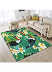 Nordic Style Anti-Skidding Bird Flower Print Floor Mat Multicolour 140x200cm