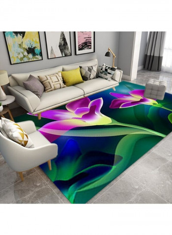 Anti-Skidding Flower Print Soft Living Room Floor Mat Multicolour 140x200cm