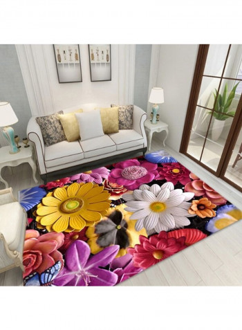 Anti-Skidding Flower Printed Carpet Multicolour 140x200cm