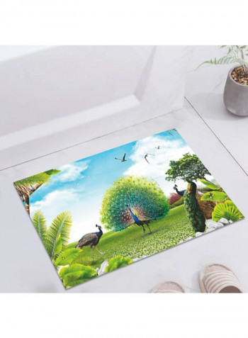 Anti-Skidding Peacock Print Simple Living Room Floor Mat Multicolour 140x200cm