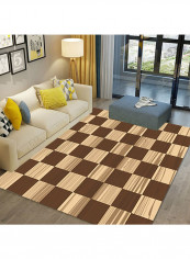 Geometric Pattern Bedroom Rug Gold/Brown 140x200cm