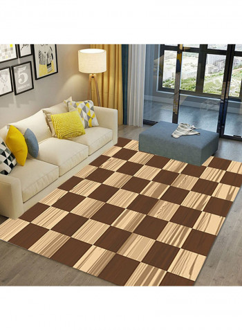 Geometric Pattern Bedroom Rug Gold/Brown 140x200cm