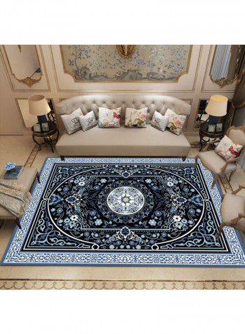 3D Floral Living Room Floor Rug Blue/Black 140x200cm