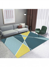 Anti-Slip Geometric Pattern Carpet Blue/Yellow 140x200cm