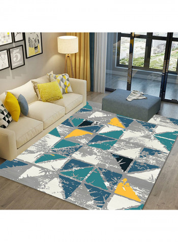 Geometric Pattern Printed Rug Blue/White/Grey 140x200cm