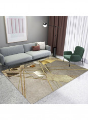 Geometric Pattern Carpet Grey/Gold 140x200cm