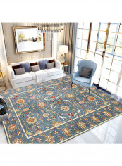 Anti-Slip Floral Pattern Printed Rug Blue/Beige/Red 140x200cm