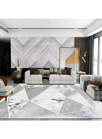 Anti-Slip Geometric Pattern Carpet Grey/White 140x200cm