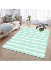 Stripe Pattern Anti-Slip Eco-friendly Carpet Green/White 140 x 200cm