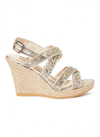 Janet Closure Wedge Sandals Gold