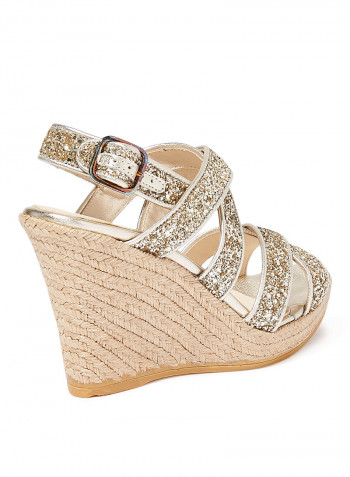 Janet Closure Wedge Sandals Gold