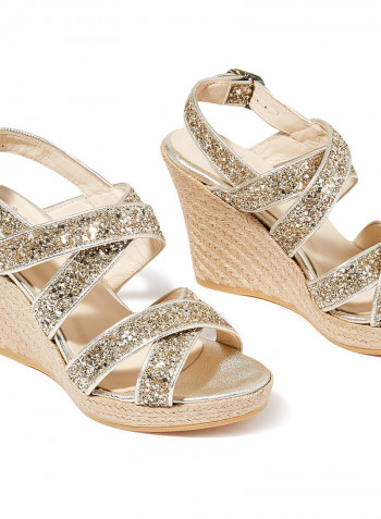 Janet Closure Wedge Sandals Gold