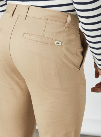 Slim Fit Gabardine Chinos Beige