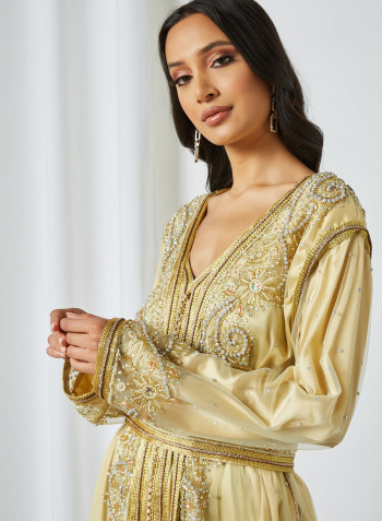 Embellished Moroccan Kaftan Gold