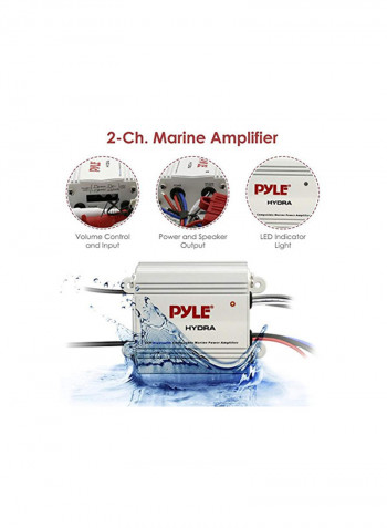 2-Channel Marine Amplifier PLMRMB2CW White/Red