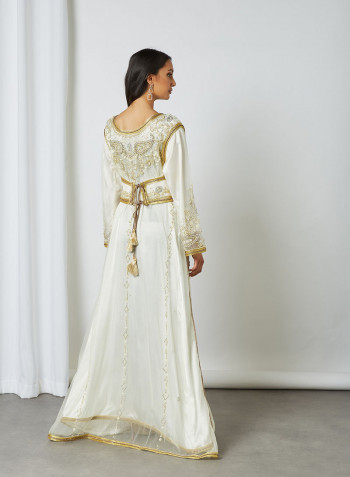 Embellished Moroccan Kaftan White