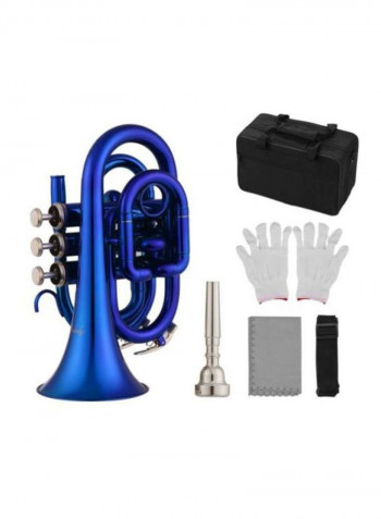 Pack Of 5 Mini Pocket Trumpet Set With Pair Of Gloves, Cleaning Cloth, Carrying Case And Strap