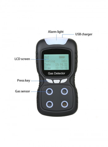 4-In-1 Handheld Digital Gas Detector Black 23centimeter