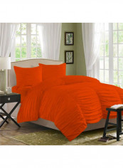 3-Piece Gathered Duvet Set Cotton Orange 102 x 86inch