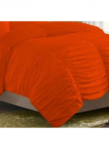3-Piece Gathered Duvet Set Cotton Orange 102 x 86inch